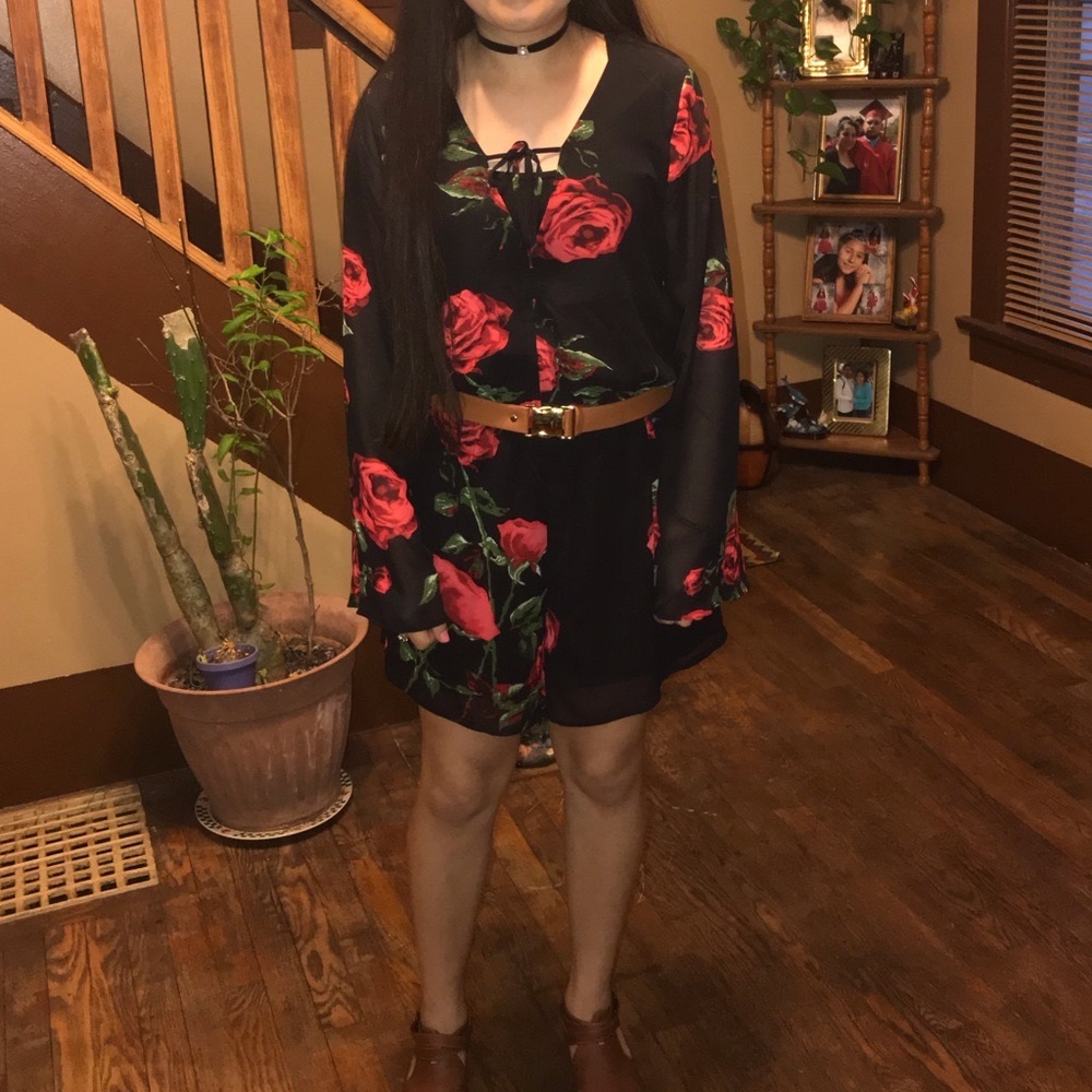 Black with Roses Romper - Picture 5 of 5